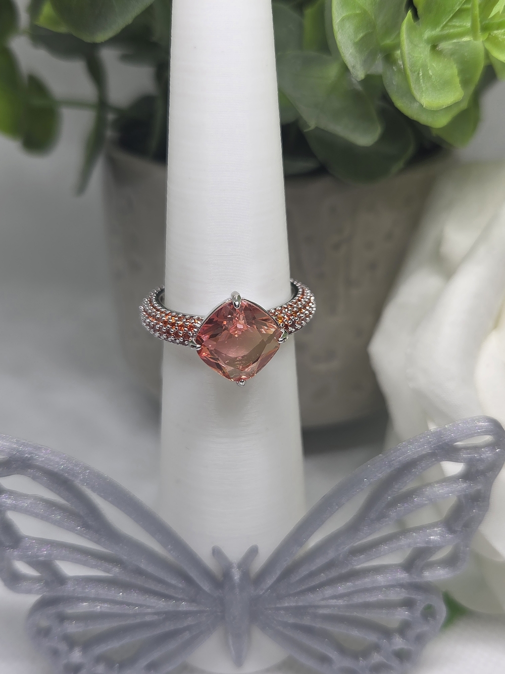 BP Pink Yellow Bicolor Tourmaline On Rhodium Plating